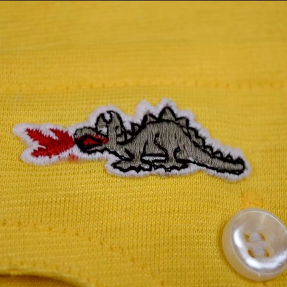 Sears Dragon Logo Sport Shirt VTG 80s Yellow with Brown Dragon Shirt M/L Grunge - Picture 3 of 16